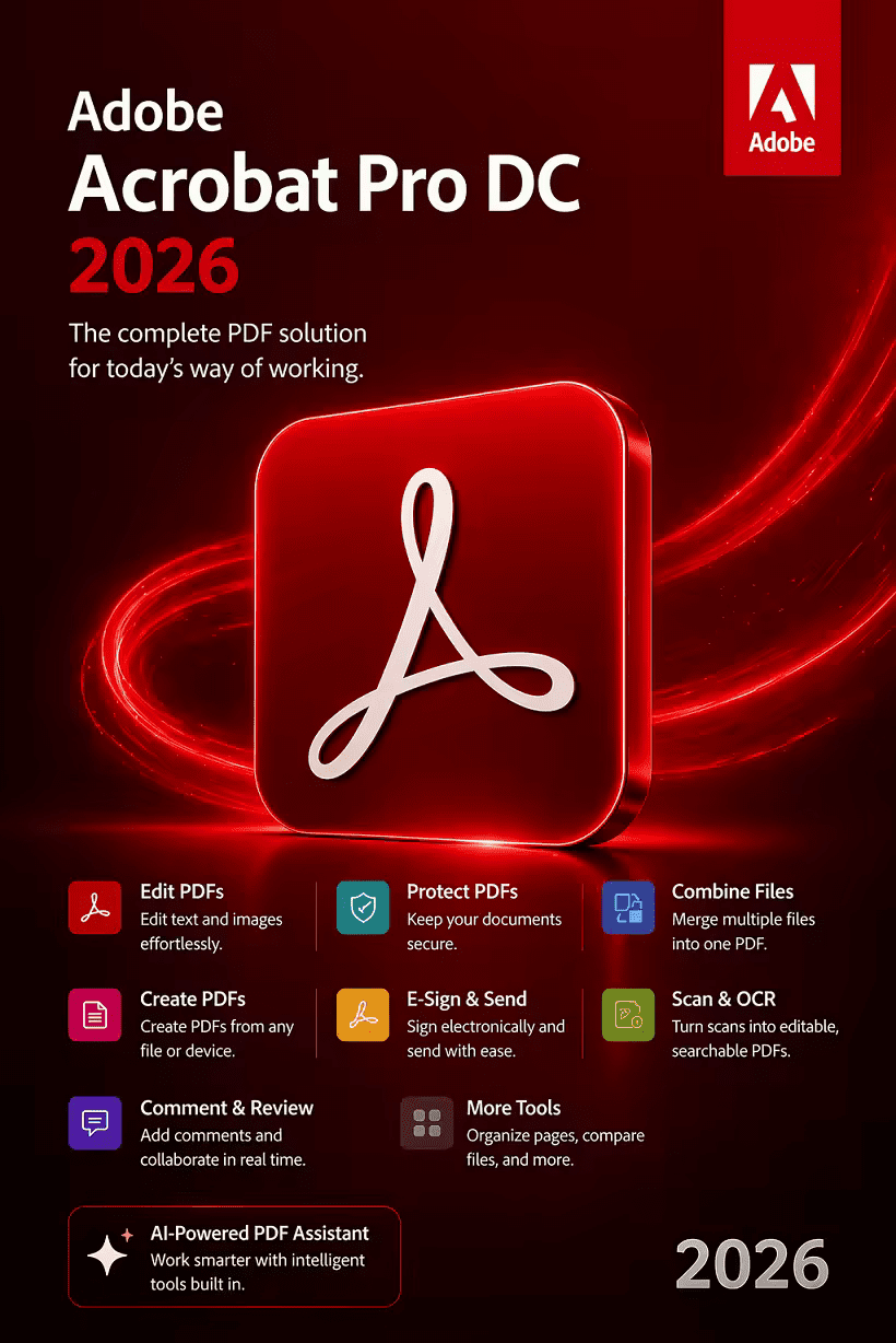 Adobe Acrobat Pro DC 2026.001.21563 (x64) Multilingual – أقوى برنامج احترافي لتحرير وتحويل ملفات PDF