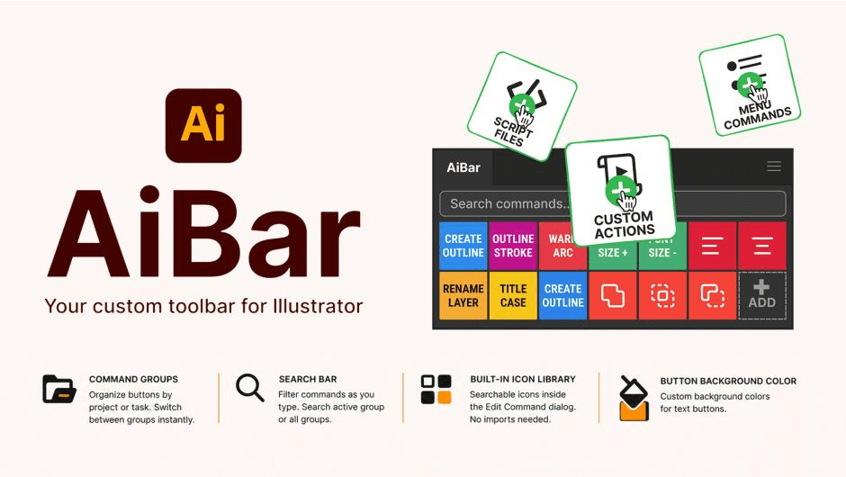 تحميل إضافة AiBar v1.1.0 لبرنامج Adobe Illustrator لتسريع عملية التصميم
