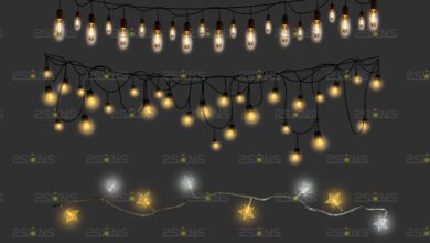 تراكيب الاضواء الواقعية String light overlay & Christmas sparkler overlay