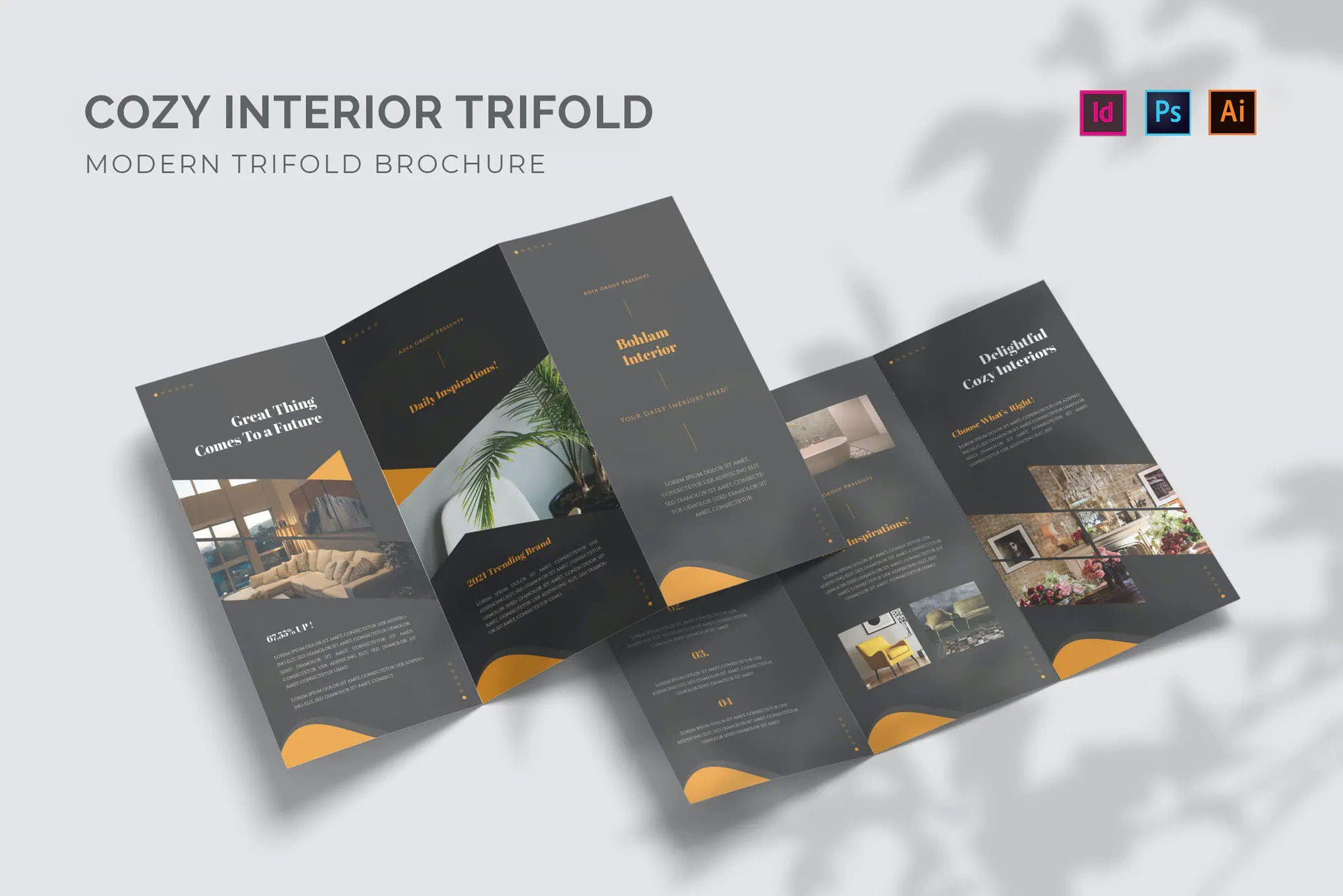 قالب بروشور بصيغ متعددة Cozy Interior - Trifold Brochure