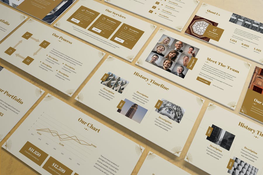 قوالب بوربوينت قابلة للتعديل Art Deco - Luxury Powerpoint Template