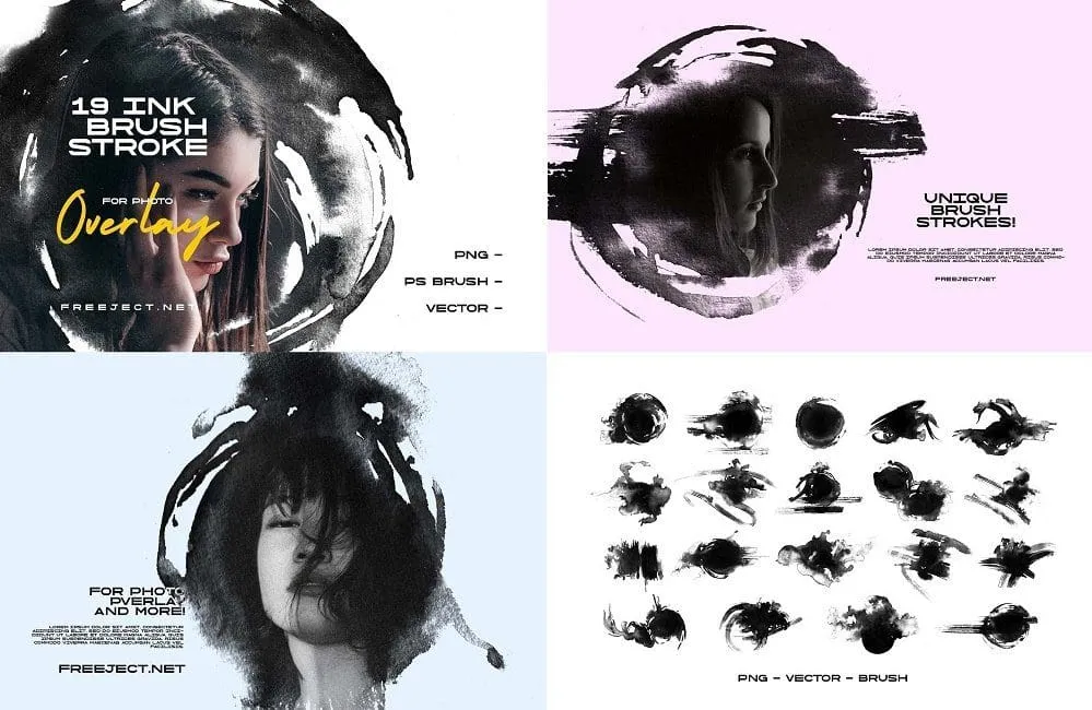 فرش ضربة فرشاة الحبر للفوتوشوب واليستريتور+PNG