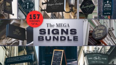 اكبر حزمة لوحات اعلانية للفوتوشوب CreativeMarket - The Mega Signs Bundle 3752319