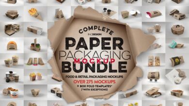 اكبر حزمة موك اب تغليف ورقي Paper Food Packaging Mockup Bundle - 2513245