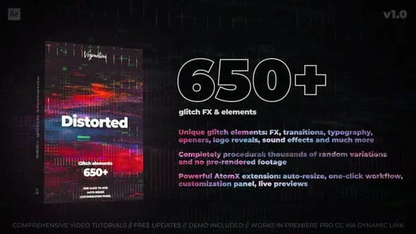 حزمة جديدة وكاملة Videohive - 650+ Glitch Elements - 29662551