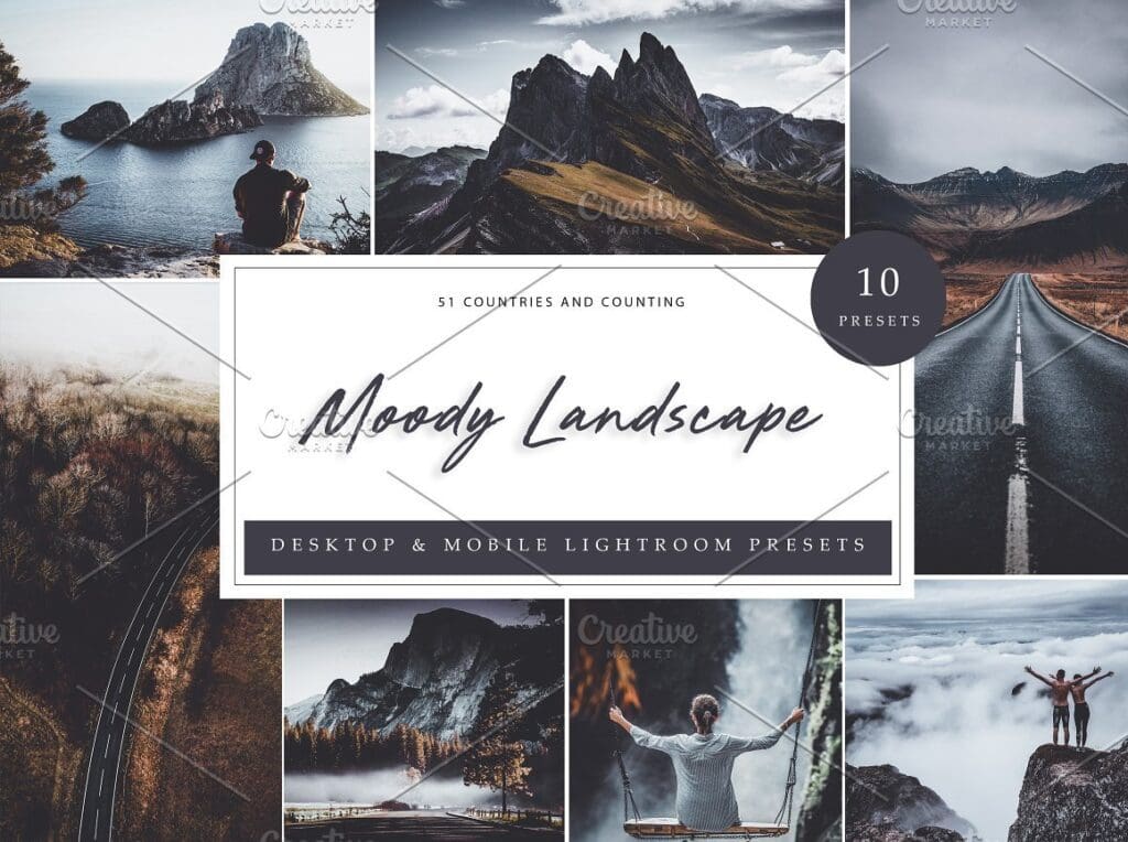 جديد فلاتر مودي لاندسكيب CreativeMarket - 10 x Lightroom Moody Landscape 5962629