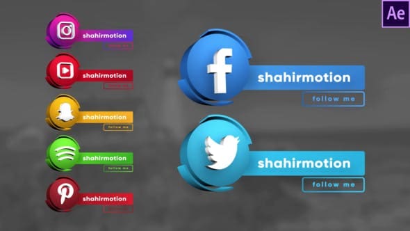 عناوين ثلاثية الابعاد للتواصل الاجتماعي Videohive - Social Media 3D Lowerthirds 30947077