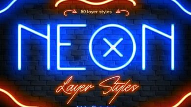 ستايل النيون للفوتوشوب Neon Photoshop Layer Styles