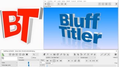 هو برنامج بسيط لإنشاء تأثيرات نصية ثلاثية الأبعاد جميلة ورسوم متحركة بسيطة يمكن استخدامها لتحرير الفيديو ) BluffTitler Ultimate 15.2.0.0
