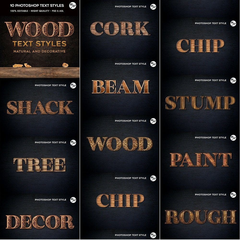 تاثير الخشب للفوتوشوب يدعم العربية فقط ضع نصك