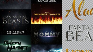 حزمة تاثيرات النص لعناوين الأفلام كاملة وتدعم العربية MOVIE TITLES - Vol.1 | Text-Effects/Mockups | Template-Pack 30111191