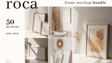 موك اب إطار روكا CreativeMarket - Roca Frame Mockup Bundle - JPG + PSD 5954280