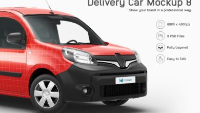 موك اب سيارة توصيل طلبات CreativeMarket - Delivery Car Mockup 8 5963705