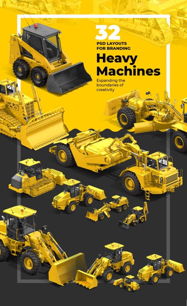 موك اب معدات ثقيلة PSD Heavy Machines Mockup 360 PRO #02 68165