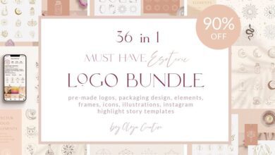 حزمة الشعار 36 رسومات مميزة مدفوعة Logo Bundle - 36 Premium Graphics