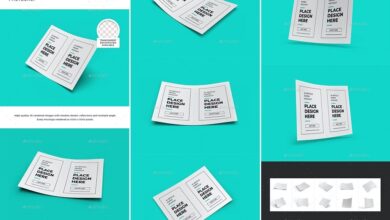 موك اب Bifold Flyer Mockup Template Set - 30263981