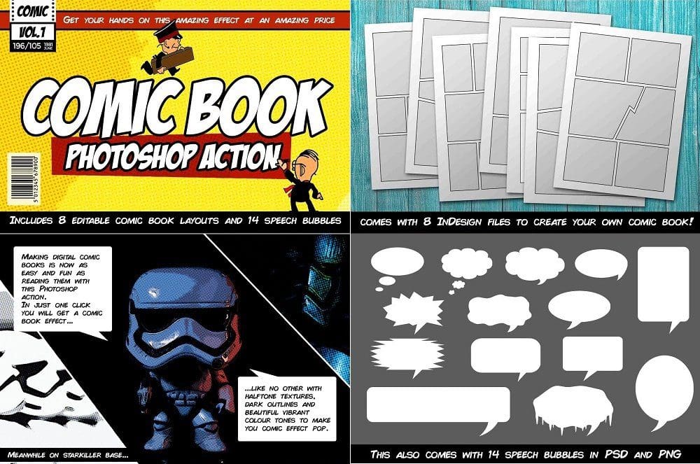 حزمة اكشن كتاب الشخصيات للفوتوشوب Comic Book Photoshop Action Kit - 4390912