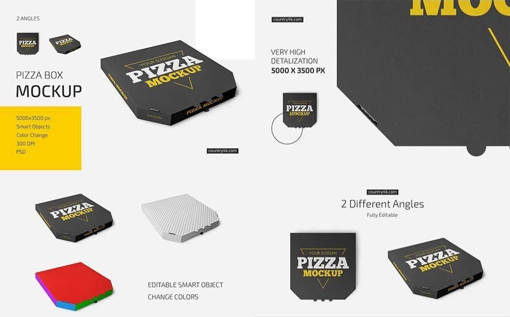 موك اب صندوق بيتزا Pizza Box Mockup Set 6019339