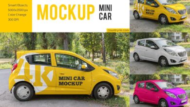 موك اب سيارة صغيرة CreativeMarket - Mini Car Mockup Set 6102153