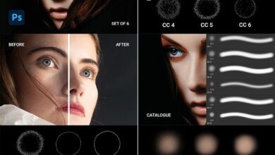 فرش تنميق وتنعيم الجلد CreativeMarket - Skin Retouching Brushes (Set of 6) 5982366