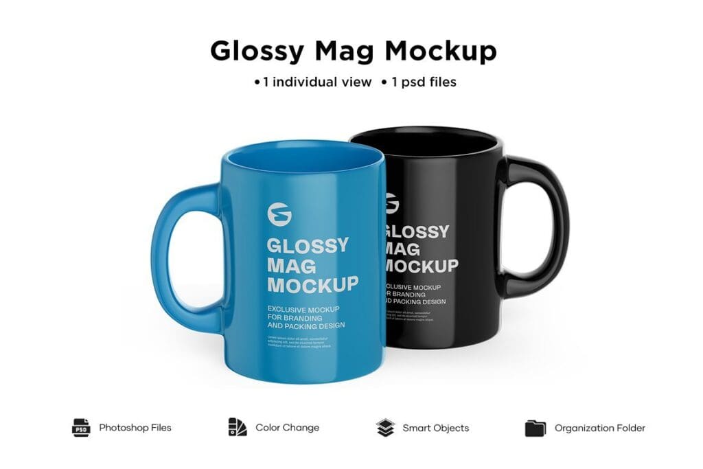 موك اب كوب CreativeMarket - Glossy Mug Mockup 6063395