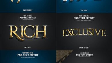 تاثيرات نص ثلاثية الابعاد Elegant 3D PSD Text Effect