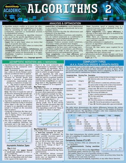 Algorithms 2 (QuickStudy Academic)