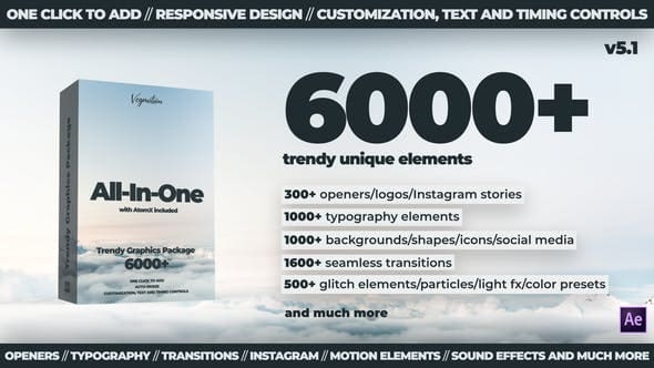 الحزمة الجديدة للموشن جرافيك الكل في واحد Videohive - 6000+ All-In-One Motion Graphics Pack V5.1 - 24321544