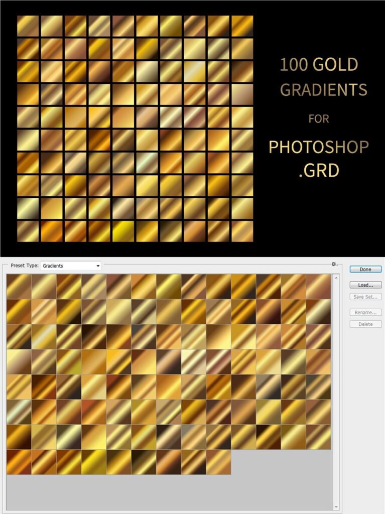 تدرجات الوان ذهبية للفوتوشوب CreativeMarket - Gold Gradients for Photoshop .GRD 5915141