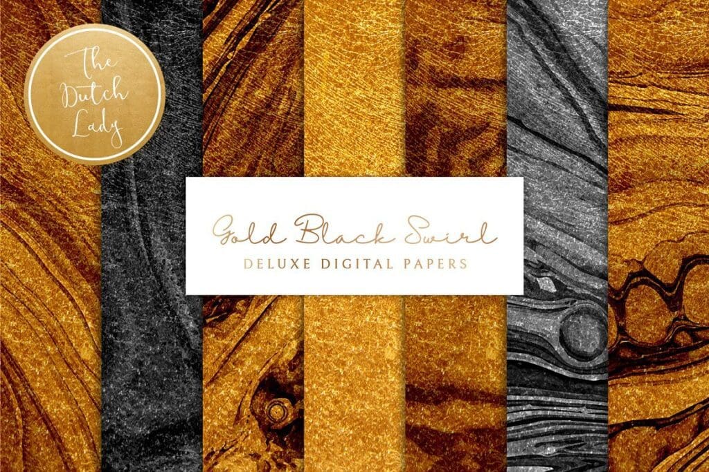 Gold & Black Paint Swirl Textures - 6001784 Gold & Black Paint Swirl Textures - 6001784
