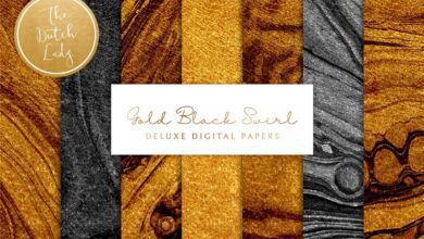 Gold & Black Paint Swirl Textures - 6001784