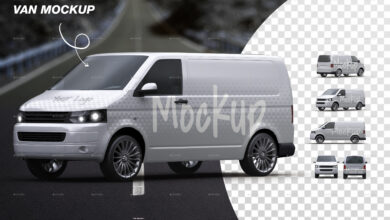 موك اب سيارة توصيل GraphicRiver - Vehicle Delivery Van Mockup