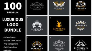 100 شعار فاخر بصيغ متعددة 100 Luxurious Logo Bundle 7212231