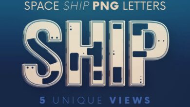 سفينة الفضاء - حروف ثلاثية الأبعاد Space Ship - 3D Lettering