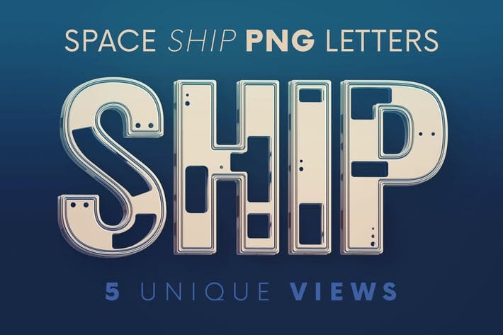 سفينة الفضاء - حروف ثلاثية الأبعاد Space Ship - 3D Lettering
