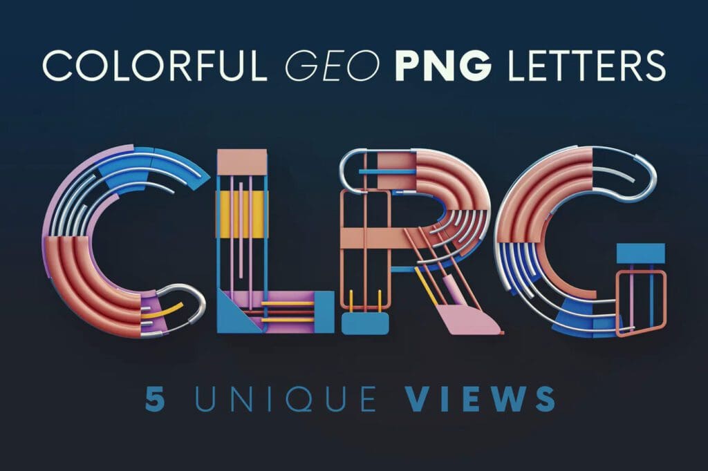 الهندسة الملونة - حروف ثلاثية الأبعاد Colorful Geometry - 3D Lettering