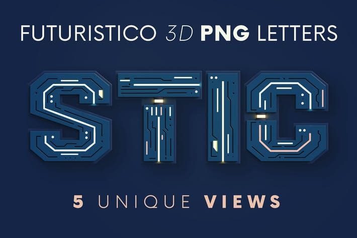 مستقبلية - حروف ثلاثية الأبعاد Futuristico - 3D Lettering