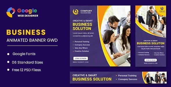 لافتة متحركة لحلول الأعمال CodeCanyon - Business Solution Animated Banner GWD v1.0 - 32267325