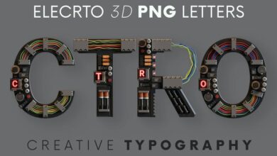 كهرباء - حروف ثلاثية الأبعاد Electro - 3D Lettering