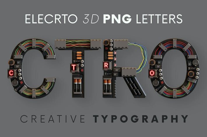 كهرباء - حروف ثلاثية الأبعاد Electro - 3D Lettering
