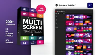 الحزمة الاضخم للبريمير Videohive - Multiscreen Transitions for Premiere Pro - 32305213