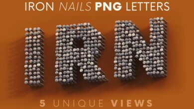 مسامير حديدية - حروف ثلاثية الأبعاد Iron Nails - 3D Lettering