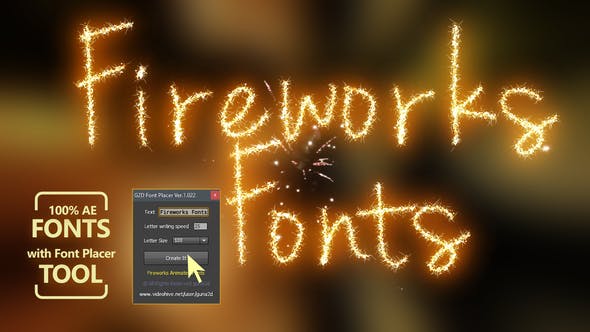 حزمة خطوط الرسوم المتحركة للألعاب النارية مع الأداة Videohive - Fireworks Animated Font Pack with Tool - 31992844
