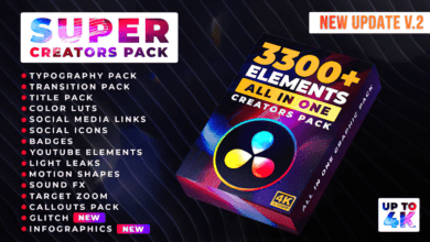 حزمة المبدعين الخارقين Videohive - Super Creators Pack Update v1.3 for DaVinci Resolve (30929735)محدثة كاملة