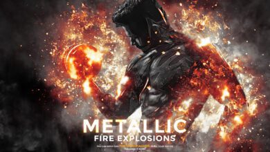 اكشن معدني - انفجار حريق للفوتوشوب GraphicRiver - Metallic - Fire Explosion PS Action 31326972