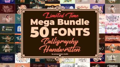 50 خط مدفوع يدوي جديد للمصممين وللتواقيع Calligraphy & Handwritten Font Bundle - 50 Premium Fonts