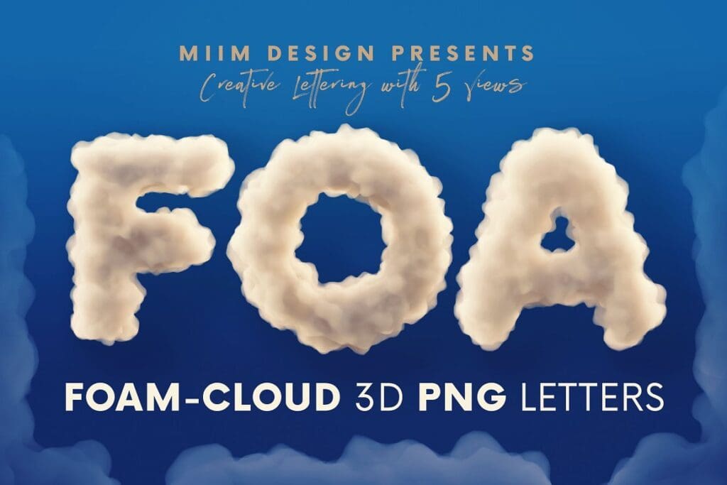 رغوة أو سحابة - حروف ثلاثية الأبعاد Foam or Cloud - 3D Lettering - 6093539