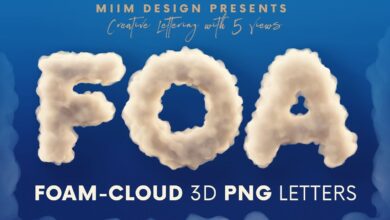 رغوة أو سحابة - حروف ثلاثية الأبعاد Foam or Cloud - 3D Lettering - 6093539