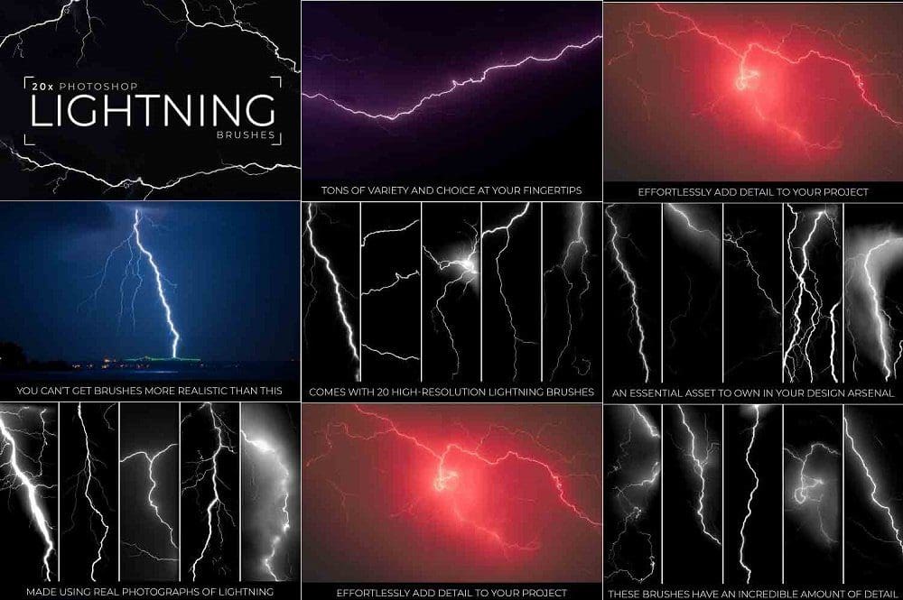 20 فرشاة برق للفوتوشوب 20x Photoshop Lightning Brushes - 6182308