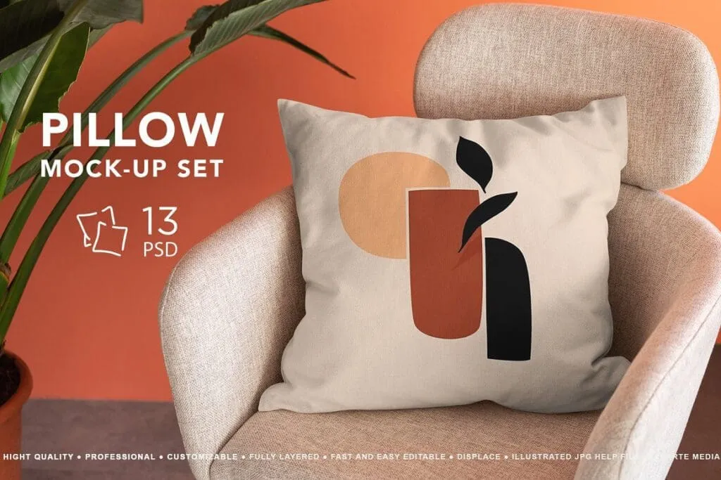 موك اب وسادة مخدة CreativeMarket - Pillow Mock-Up Set 5995955